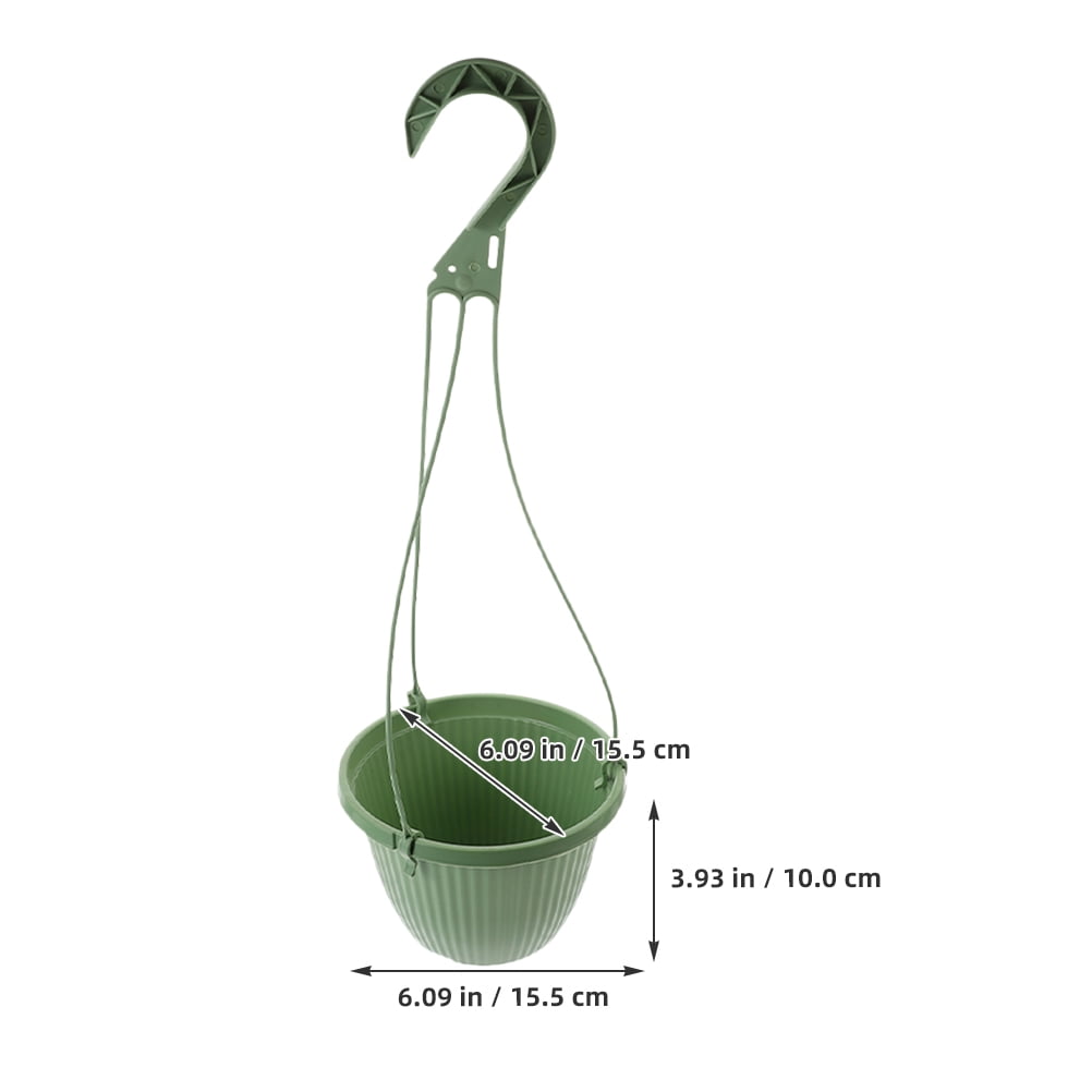 OUNONA 6Pcs Hanging Planters in Green Plastic for Office Living Room and Outdoor Garden