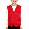 thumbnail image 2 of Loopsun Kids Cargo Vests, Kids Boys Girls Solid V Neck Vests Outerwear with Multiple Pockets Red, 11-12 Years, 2 of 4
