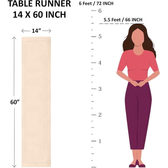 Linen Striped Table Runner 60 Inches - Narrow Stripe,  Pure Linen Spicy Mustard and White Small Table Runner 14 x 60 Inch Ideal for Dresser and Coffee Tables