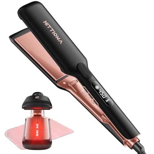 1.75" Ceramic Infrared Ionic Flat Iron, Flat Iron Hair Straightener with 5s Fast Heat-Up, Vibration Technology, LCD Temp Control, Dual Voltage, Anti-Frizz Styling for All Hair Types