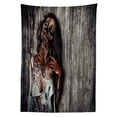 thumbnail image 3 of Ambesonne Zombie Tablecloth Rectangular Table Cover, Angry Dead Woman, 60"x84", Dark Taupe Peach Red, 3 of 4