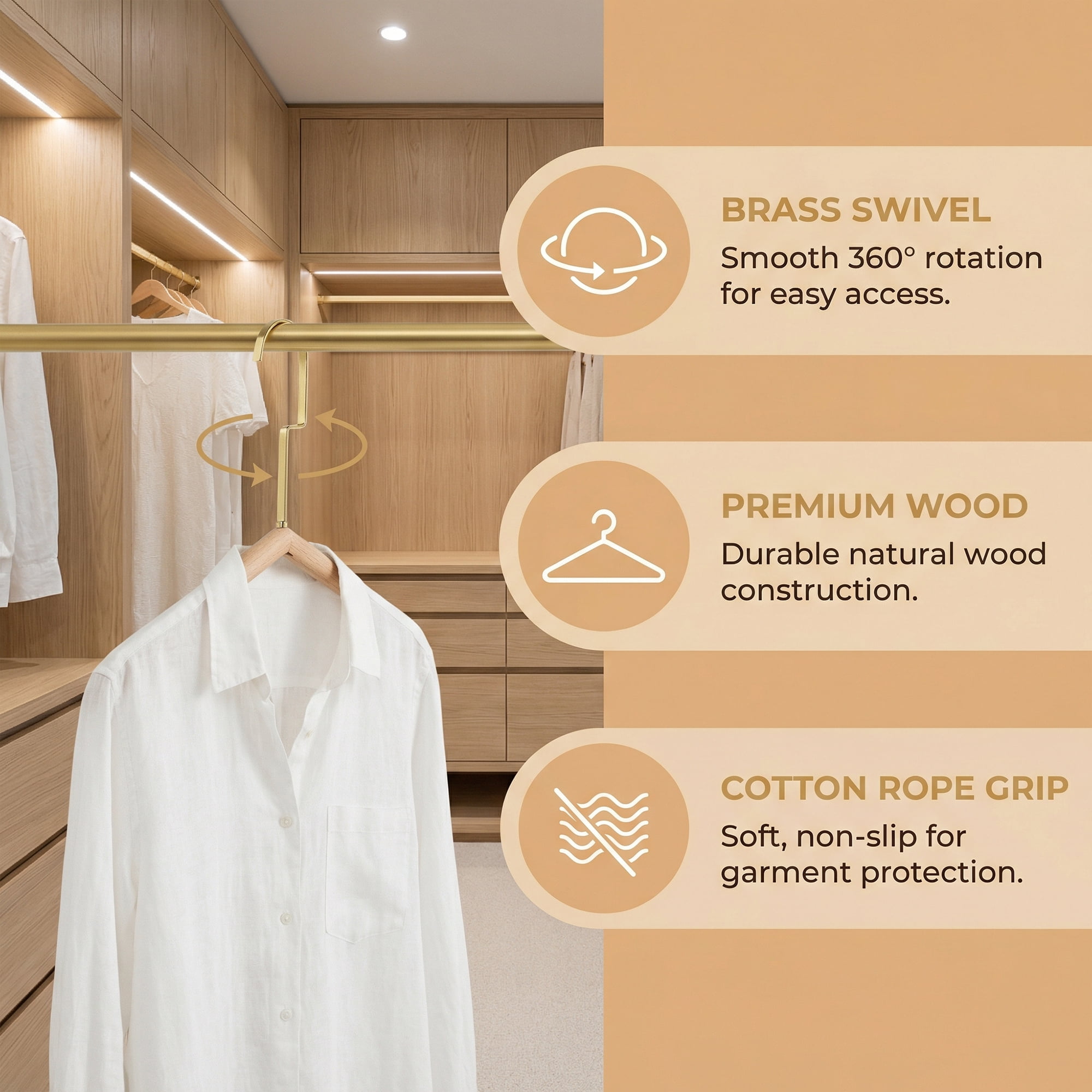 Unique Bargains 2Pcs Wood Nonslip Rope Durable Hangers Natural