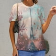 thumbnail image 6 of Blossoming Paris Eiffel Tower T Shirts Basic T-Shirt Short Sleeve Ladies Tee Shirt Summer Graphic Clothing, 6 of 6