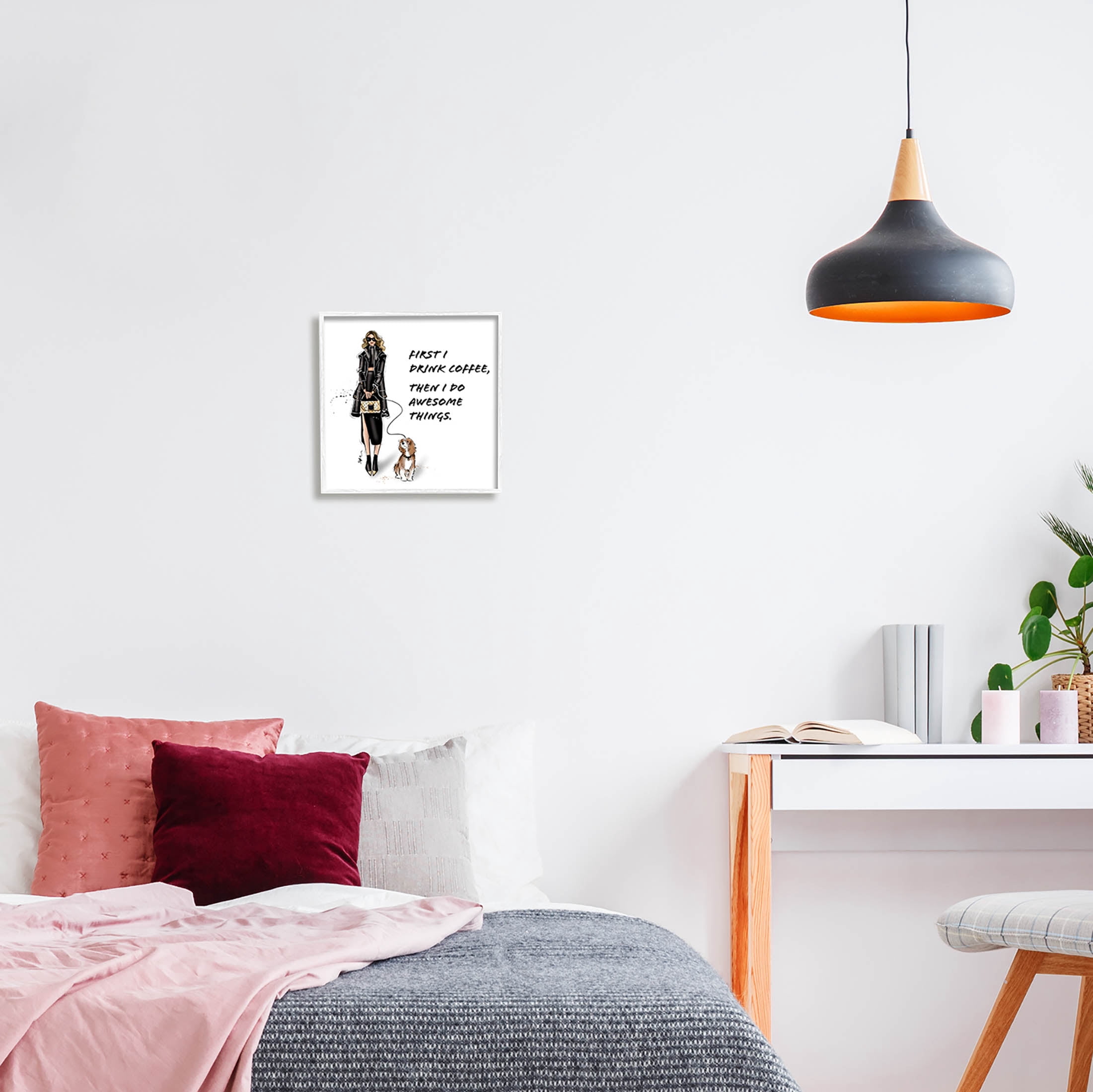 Stupell Industries Coffee & Awesome Things Phrase Graphic Art White Framed Art Print Wall Art, Design by Alison Petrie