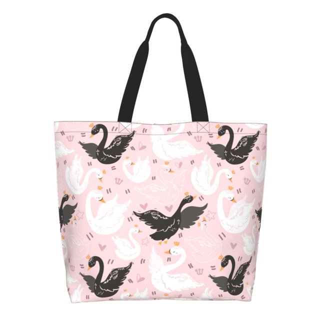 Balery Swan And Flowers2 Bolsa Tote Estilo Estético con Cremalleras, Bolsa de Hombro, Bolsa de Compras Grande y Plegable