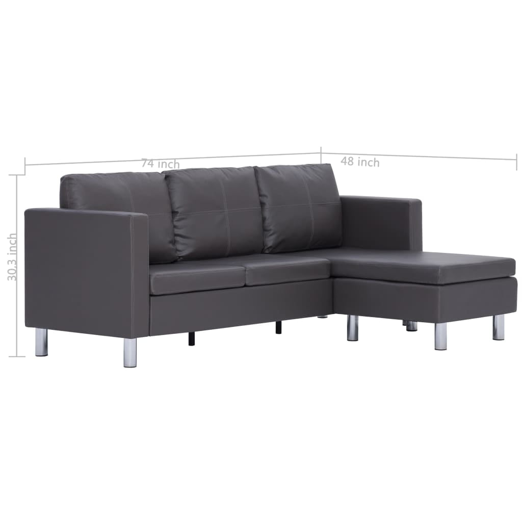 Lowestbest 3-Seater Sectional Sofa, Faux Leather L-Shaped Couch with Cushions for Small Space Lowestbest 3-Seater Sectional Sofa, Faux Leather L-Shaped Couch with Cushions for Small Space