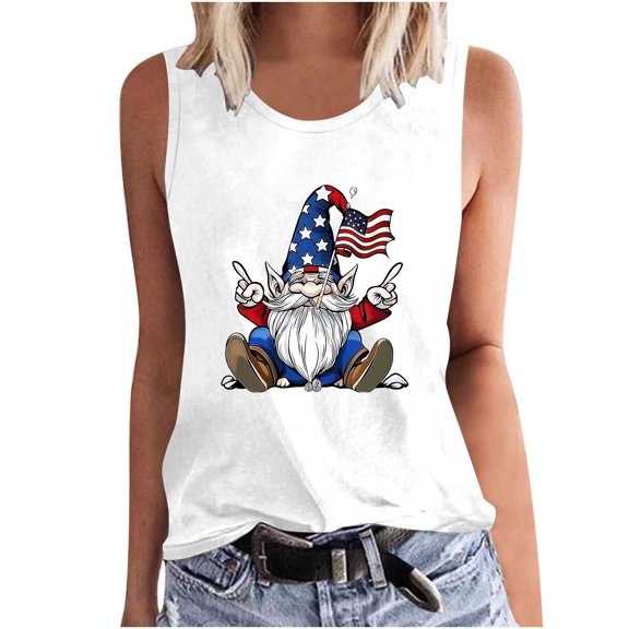 Lindreshi Tank Tops for Women Plus Size Women Floral Printing Tank Round-Neck Sleeveless Block Tunic Tee Tops