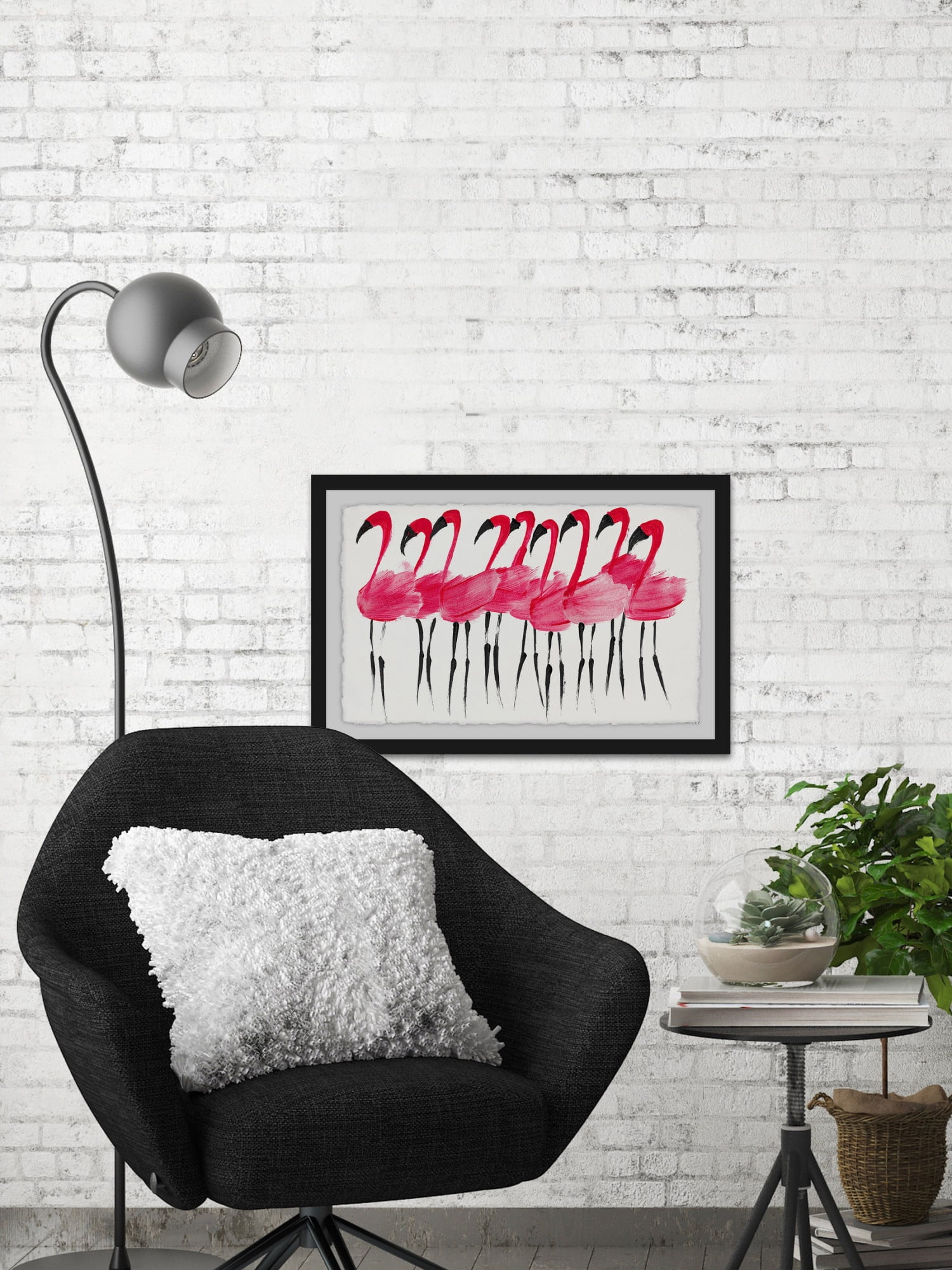 Fuschia Flamingo Framed Painting Print