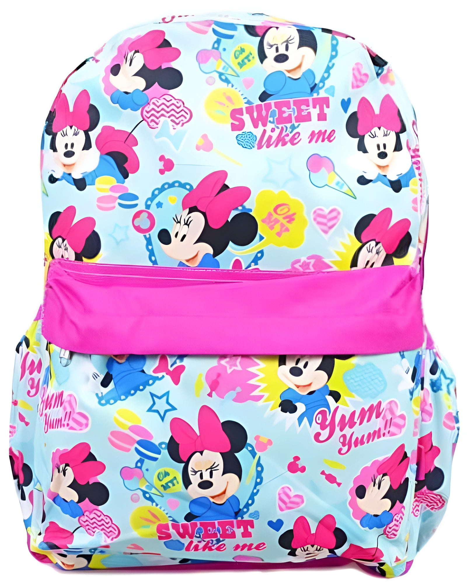 Disney Minnie Mouse Backpack 16" All-Over Print Pink and White