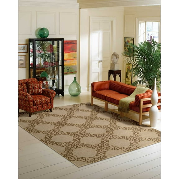 Nourison Ambrose Trellis Almond 7'9" x 9'9" Area Rug, (8x10)