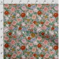 thumbnail image 3 of Soimoi Chinese Floral Printed, Cotton Fleece, Fabric by The Yard Sewing DIY Stretch Fabric 56 Inches Wide, WarmFabric for Hats, Coats, Gloves, Blankets, Green & Orange, 3 of 5