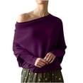 thumbnail image 2 of POROPL Women's Sweaters Long Sleeve Boat Neck Sweater Oversized Knitted, 2 of 6