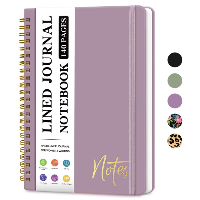 Cuaderno ZOTIA A5 de tapa dura con espiral, 140 páginas, morado