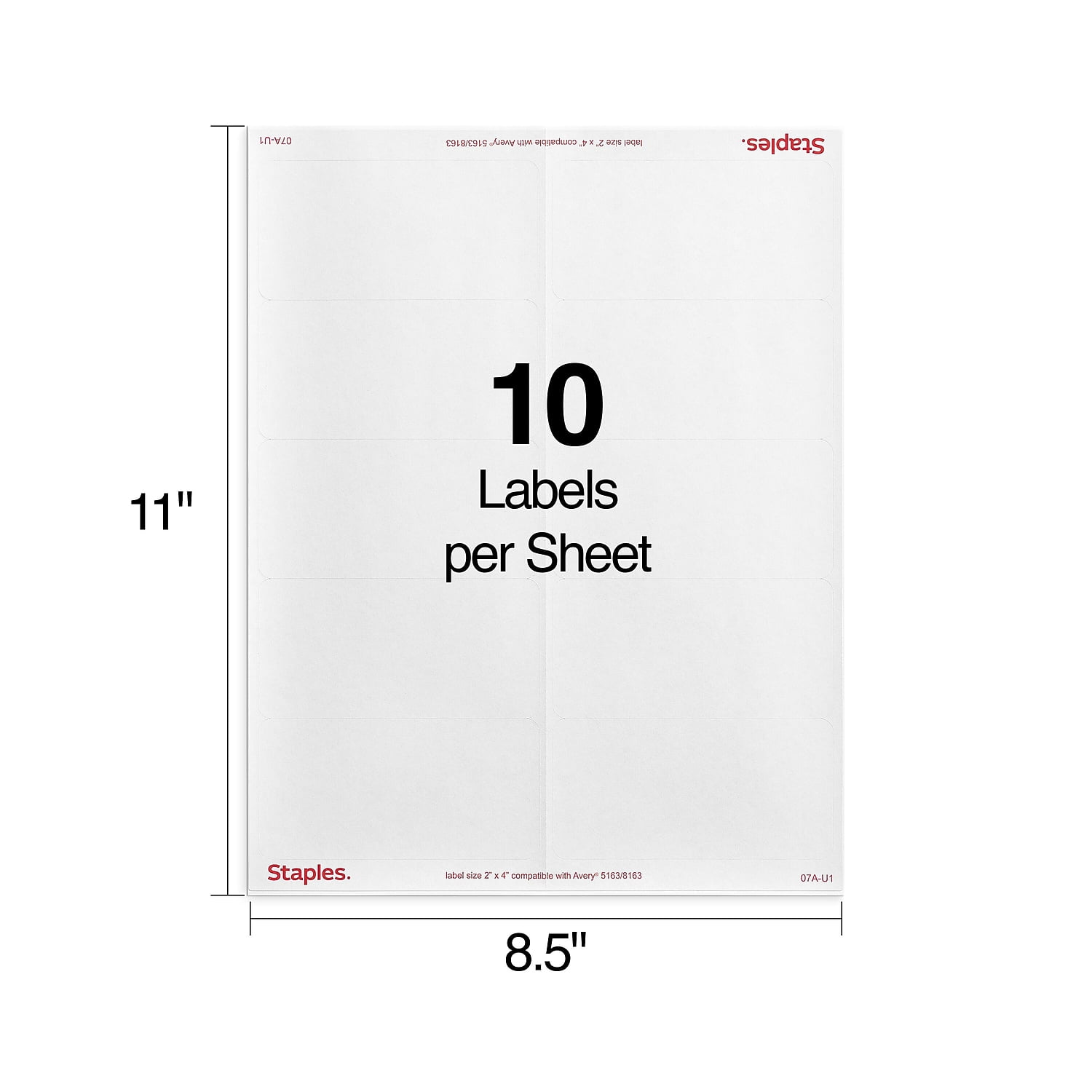 Staples Laser/Inkjet Shipping Labels 2" x 4" White 10 Labels/Sheet 5000/Carton ST18066-CCVS