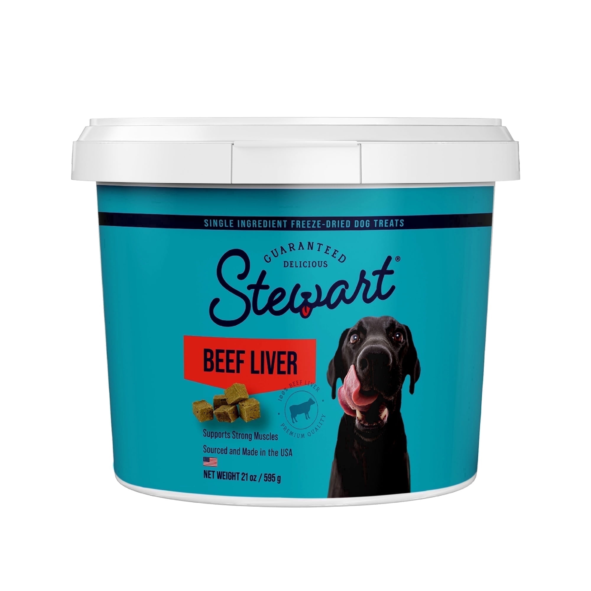 (2 pack) Stewart Freeze Dried Raw Beef Liver Training Treats or Meal Topper for Dogs, 21 oz Tub