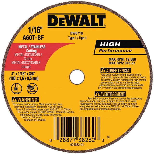 Disco de corte DEWALT DW8719 A60T 4 cm x 0,04 cm x 0,95 cm