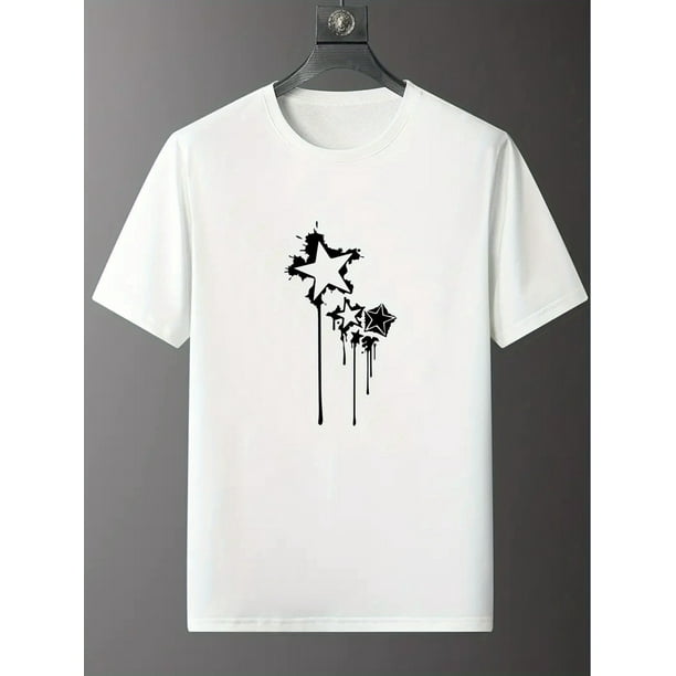 Camisetas de manga corta con estampado de estrellas para hombre, cómodas, informales y transpirables, ideales para entrenamiento físico, jogging y actividades al aire libre.