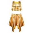 thumbnail image 3 of Doomiva Kids Shiny Jazz Disco Outfits Hip Hop Dance Dress Sets Cheer Outfit for Stage Performance Casual Gear Gold 10-14, 3 of 6