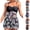Black, variant on JoveMarine Women's Tankini Swimsuits Printed Skirt Set - Mesh Flowy Two-Piece with Shorts Modest Breathable Pool Beach,Black S