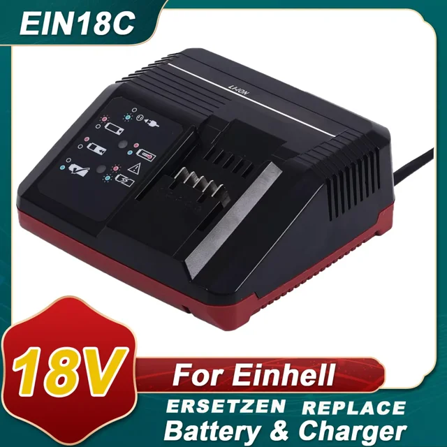 21Volt 3.0 Amps Reemplazo Li-Ion Fast Charger Compatible con EinHell 18V Herramientas Eléctricas Inalámbricas y Baterías de Ion de Litio, Negro