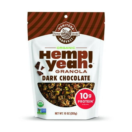 Manitoba Harvest Organic Granola, Hemp Yeah! Dark Chocolate Granola, Organic Vegan Cereal, 10 oz