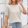 thumbnail image 5 of MEICHEN Women's Short Sleeve Pullover Fashion Crew Neck Knitted Shirt Elegant Lightweight Short Sleeve Spring Summer, 5 of 7