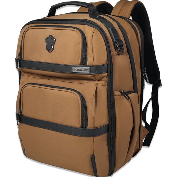 WELKINLAND Sac à Dos de Voyage à 20 Poches, Sacs à Dos pour Bagage Cabine, Sac à Dos pour Ordinateur Portable de 16 Pouces pour Hommes, Sac à Dos Extensible avec Manchon pour Chariot, Voyage b