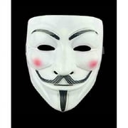 Vendetta White Mask - Anonymous Hacker Costume for Holiday Cosplay Parties - One Size Fit All Design Use Anime Fans Universal Size Mask