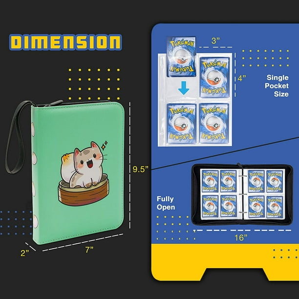 CLOVERCAT Classeur de cartes étanche à 4 poches - Compatible avec les cartes  Pokémon Amiibo - Étui de rangement portable 