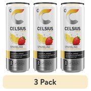 (3 pack) CELSIUS Sparkling Strawberry Lemonade, Functional Energy Drink 12 fl oz Single Can