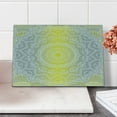 thumbnail image 2 of Grey and Yellow Cutting Board, Mandala Ombre Old Boho Pattern with Spiral Round Floral Print, Decorative Tempered Glass Cutting and Serving Board, Small Size, Yellow Grey, by Ambesonne, 2 of 5