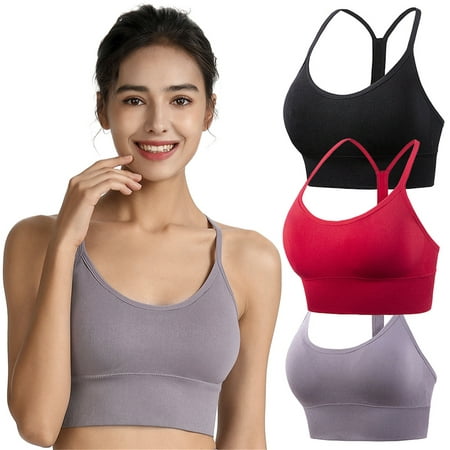 

Pretty Comy 3 Pack Racerback Sports Bras for Women - Padded Seamless High Impact Support for Yoga Gym Workout Fitness