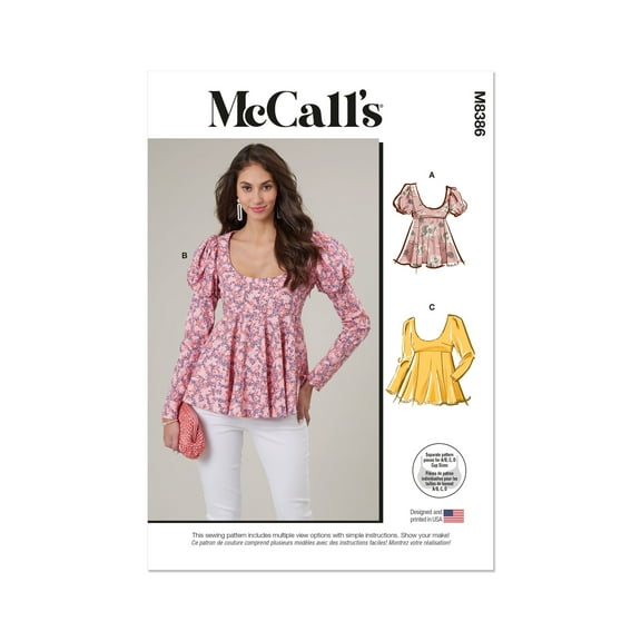 McCall's Sewing Pattern 8386 - Misses' Tops, Size: E5 (14-16-18-20-22)
