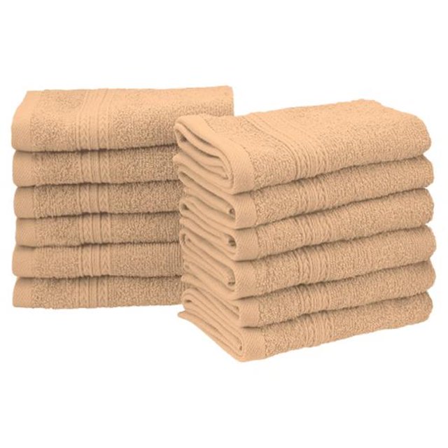 Superior EF-FACE CM Eco-Friendly 100 Percent Ringspun Cotton Face Towel Set - Camel, 12 Pieces