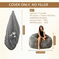 thumbnail image 6 of 6FT Large Comfy Bean Bag Couch Cover for Adults and Teens, Washable Arctic Velvet, Gray (Cover Only, No Filler), 6 of 8