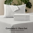 thumbnail image 3 of EMONIA Queen Bed Sheet Set 4-Piece with 14" Deep Pocket, Hotel Luxury Super Soft & Breathable Polyester Washed Cotton Fabric (Light Gray), 3 of 12