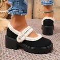 thumbnail image 5 of Yusimy Women's Fashionable Casual Retro Leather Shoes - Round Toe Lace-Up Chunky Heel Platform Low-Top Creepers with British Style, Wide Sizes Available for Vintage Everyday Outfits, 5 of 9