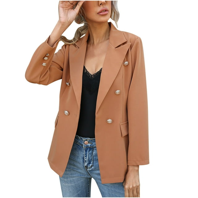 CEHVOM Blazer à Manches Longues pour Femmes, Couleur Unie, Mode, Col à Revers, Petit, Liquidation