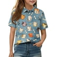 thumbnail image 3 of Grblisyd Girls Shirts Cute Animal Print Short Sleeve Collar Polo Shirts Casual Loose School Uniform Shirt, 3 of 6