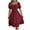 Wine, variant on Zpanxa Women's Summer Square Neck Short Sleeve Dress with Waist Tie Solid Ruffle Hem Casual Sundress