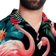 thumbnail image 5 of Flamingo Tropical Rainforest Men's Short Sleeve Printed Button Down Beach, Casual, Poplin Shirts for Summer Vacation, 5 of 6