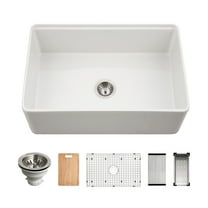 Houzer Aspire 30 in White Fireclay Apron Front Farmhouse Single Bowl Workstation Sink with Accessories - PTW-3020S WH
