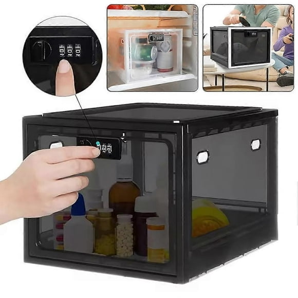 Caja de almacenamiento con cerradura para nevera/alimentos tipo snack. Caja organizadora versátil que ahorra espacio para cocina y dormitorio.