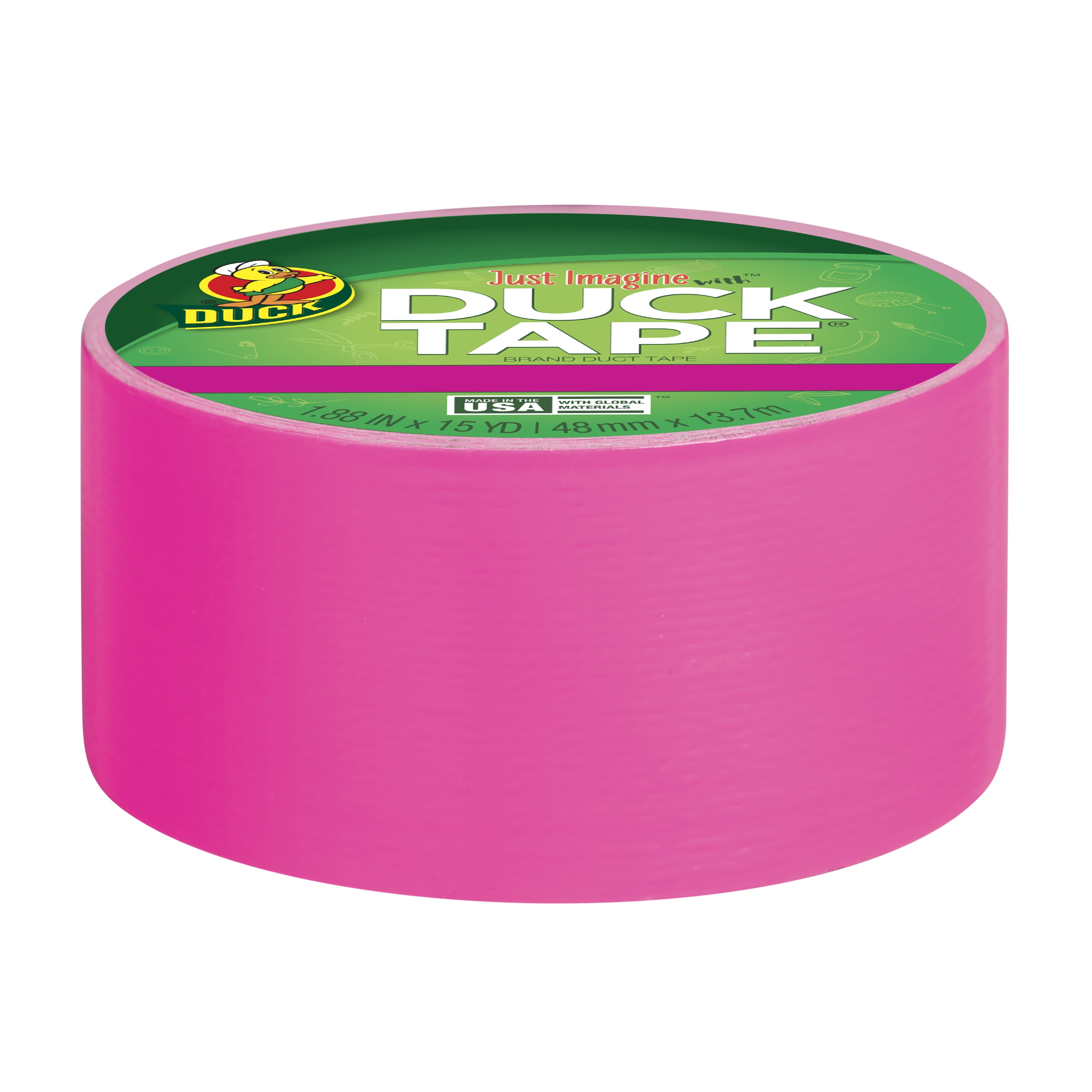 (3 pack) Color Duck Tape Brand Duct Tape, 1.88 in. x 15 yd., Neon Pink