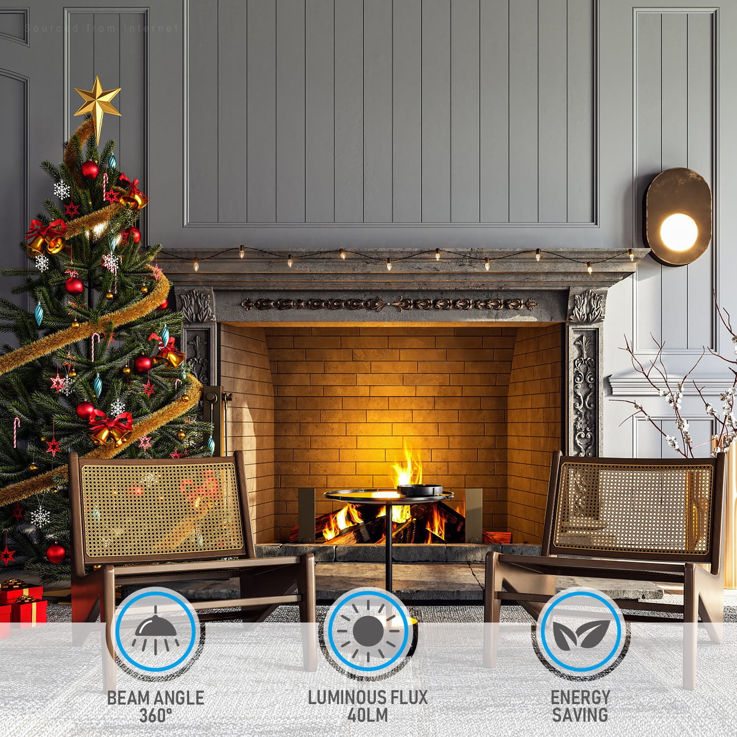 50 Pack C7 LED Christmas Light Bulb, 0.6W Clear Glass C7 Replacement Bulbs, 2700K Soft White, E12 Candelabra Base Night Light Bulbs, Non-Dimmable LED Filament Bulb