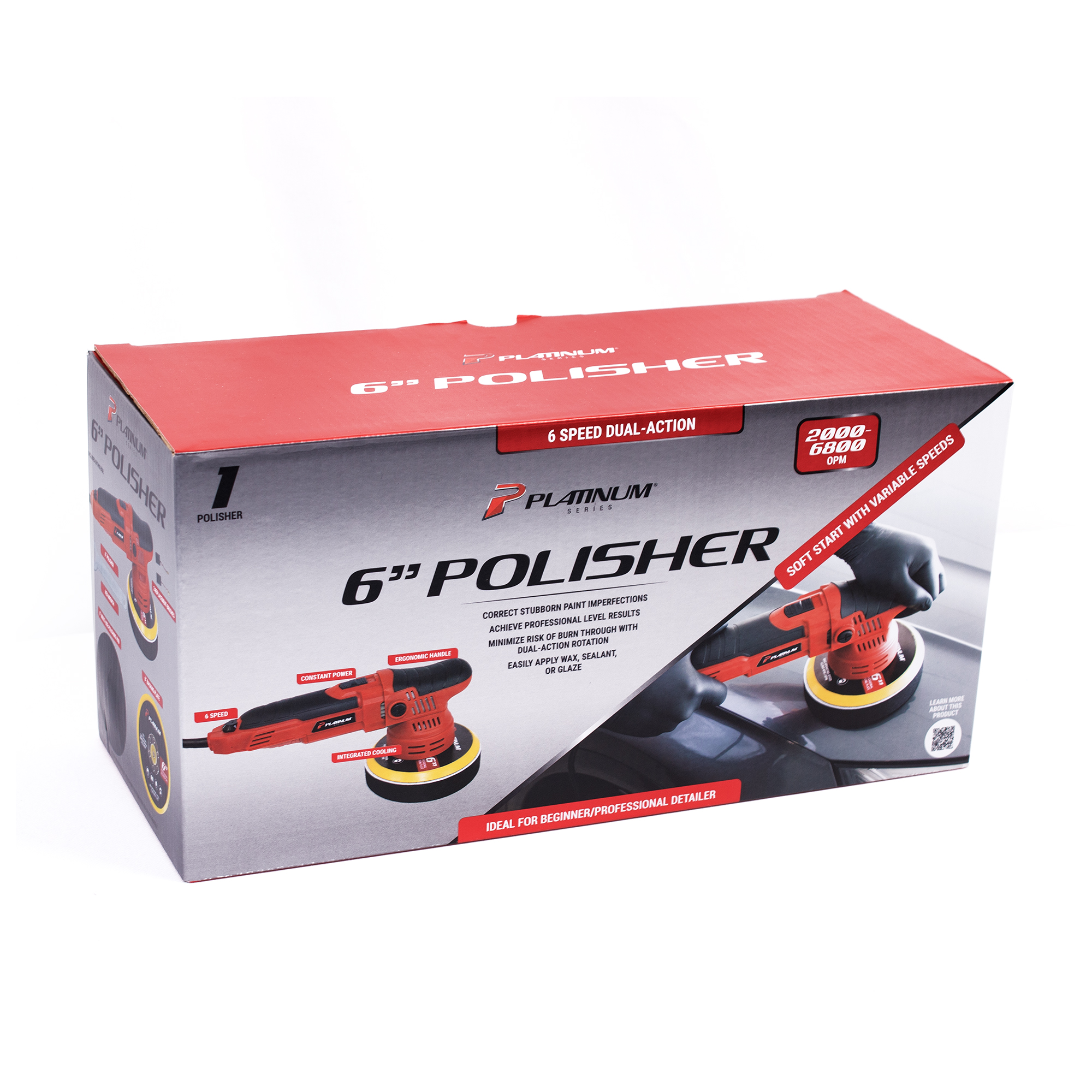 Platinum Series Buffer Polisher, 6 Speed Dual Action for Car Detailing, 6 inch, 5 Piece Set