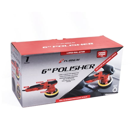 Platinum Series Buffer Polisher, 6 Speed Dual Action for Car Detailing, 6 inch, 5 Piece Set