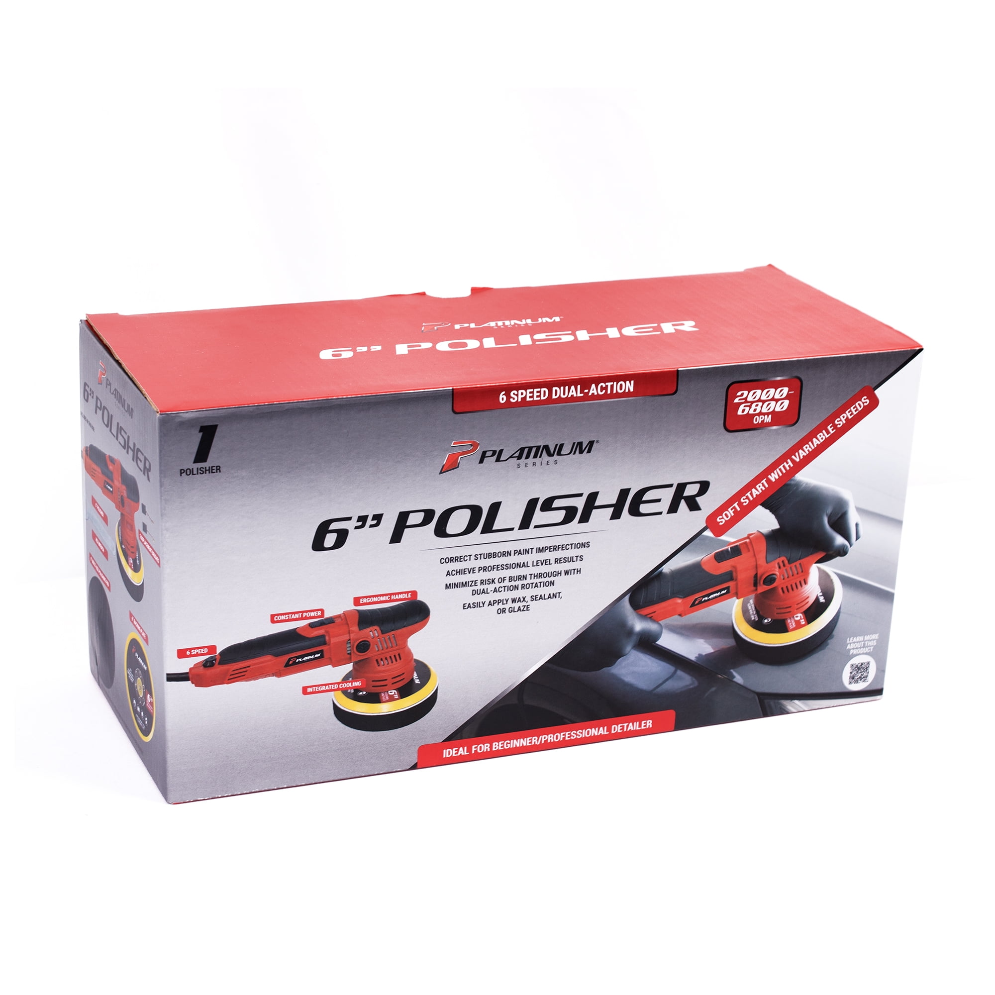 Platinum Series Buffer Polisher  6 Speed Dual Action for Car Detailing  6 inch  5 Piece Set