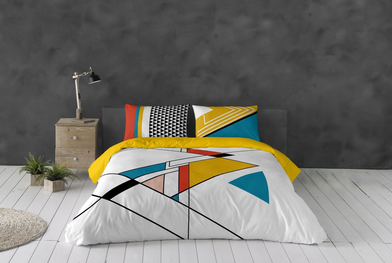 Gouchee Home Cenit Queen Duvet Cover Set (3-Piece) – Modern Geometric Print, Reversible & Oeko-Tex Certified