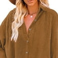 thumbnail image 2 of Blusa de gran tamaño Turn Down Collar Button Up Manga Larga Loose Fit Corded Velveteen Camisa Las Mujeres para Viajes Diarios, 2 of 5